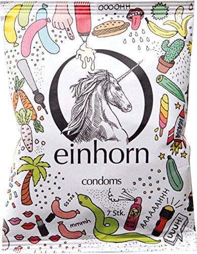 einhorn Kondome - 7 Stück - Wochenration - Design Edition: UUUH! PENISGEGENSTÄNDE - Vegan, Hormonfrei, Feucht, Geprüft