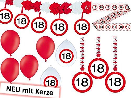 23-tlg. Partyset 18. Geburtstag Dekoset Dekobox - Verkehrschild - Girlanden, Luftballons